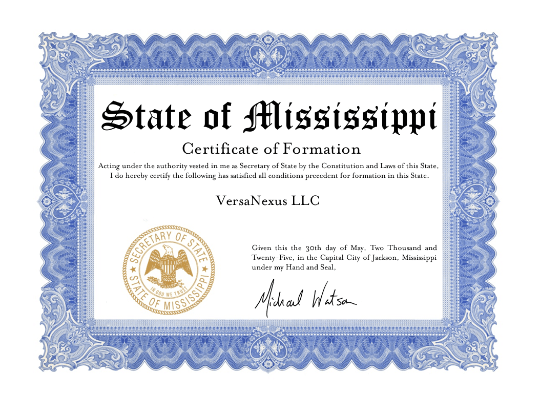 Mississippi LLC Certificate